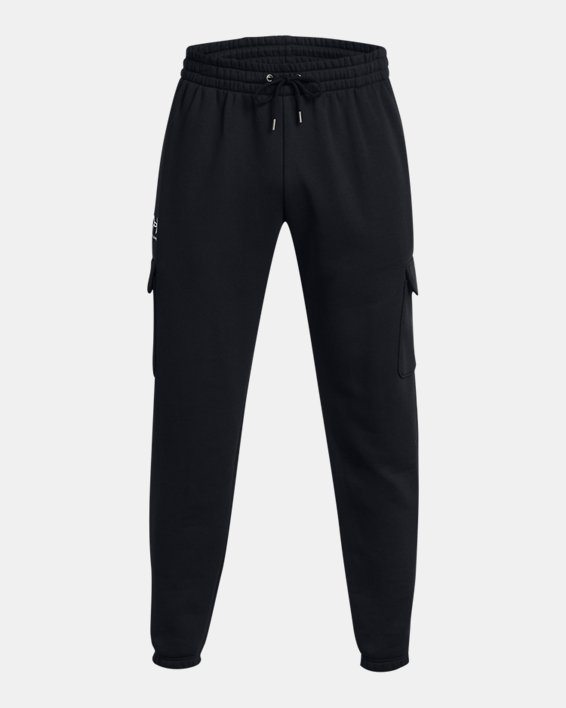 Men's UA Essential Fleece Cargo Pants in Black image number 4